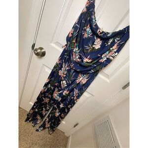Women’s floral Large jumpsuit Sandiva blue strapless wide leg